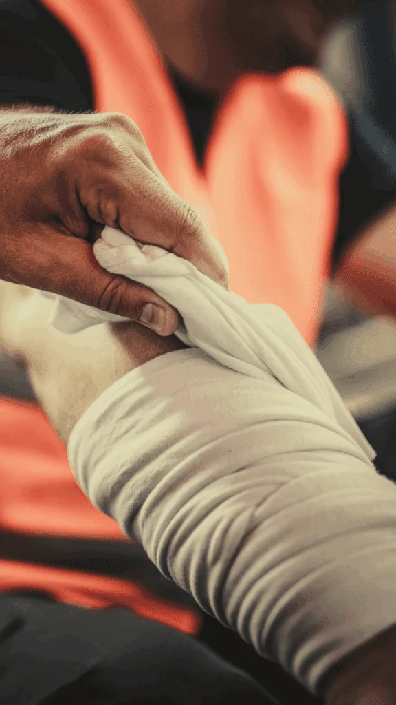 wrapping wound with bandage