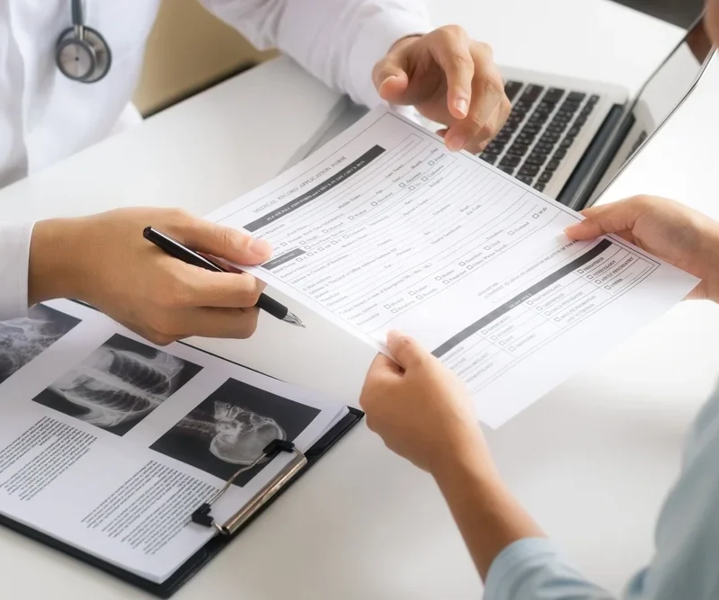 Doctor giving a patient their health report